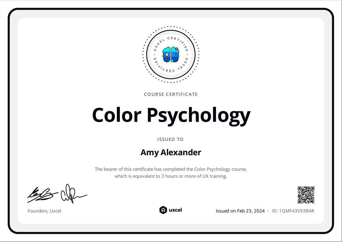 uxcel certificate: color psychology