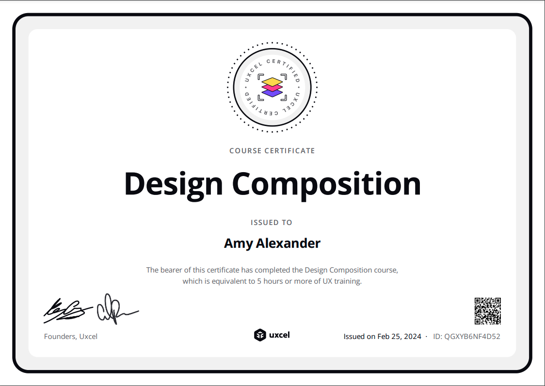 uxcel certificate: design composition