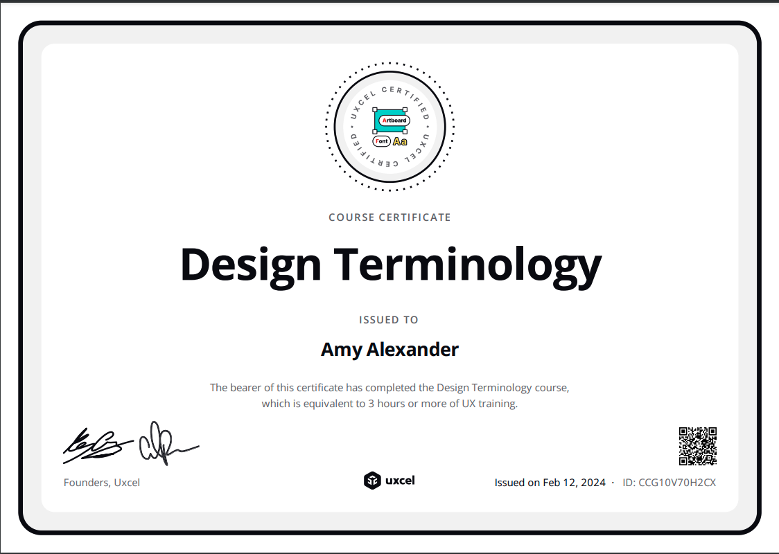 uxcel certificate: design terminology