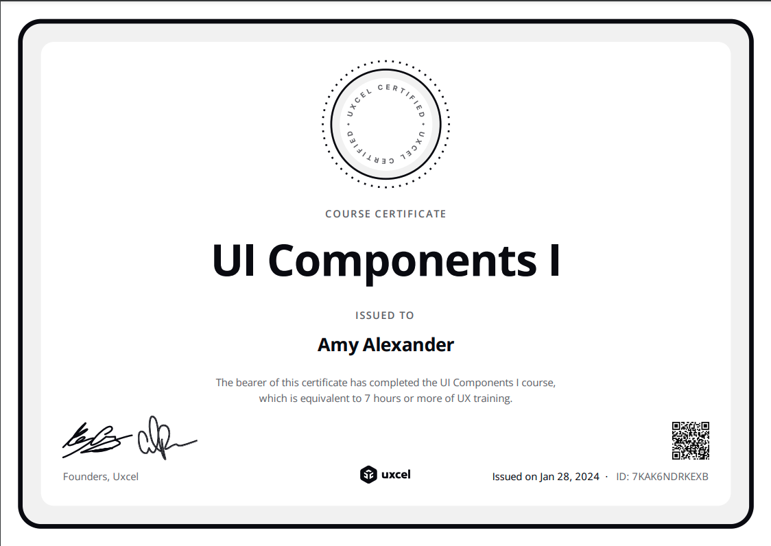 uxcel certificate: ui components level 1 