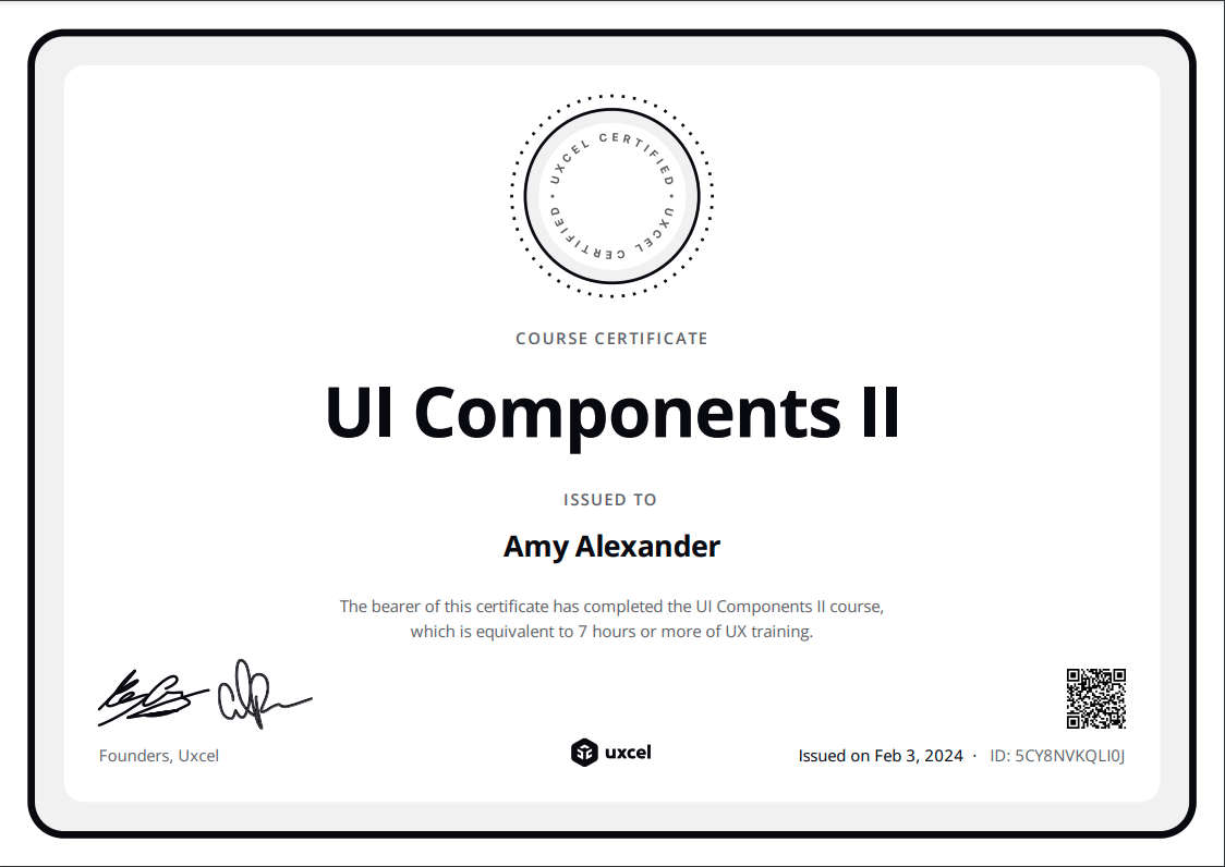 uxcel certificate:  ui components level 2