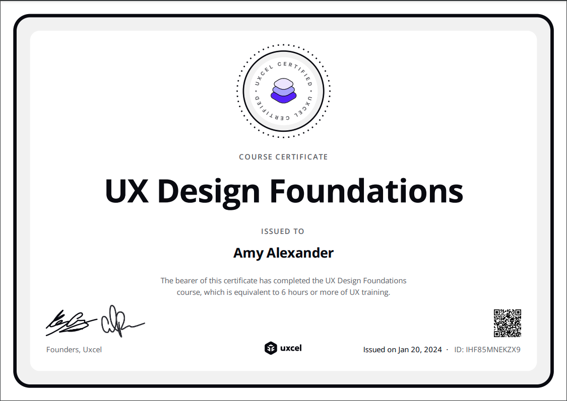uxcel certificate: ux design foundations